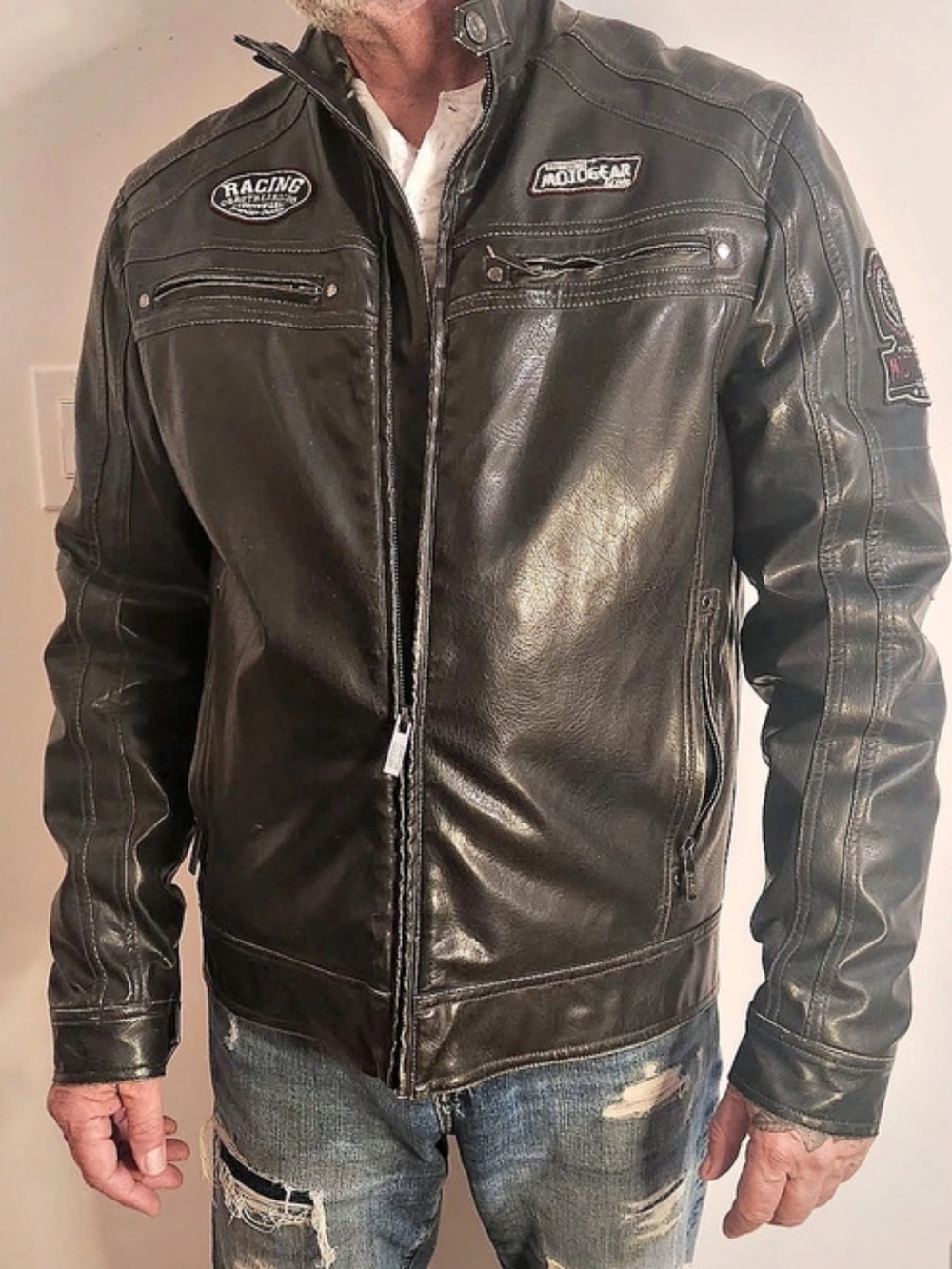 Men's Black Motorcycle Jacket Like New